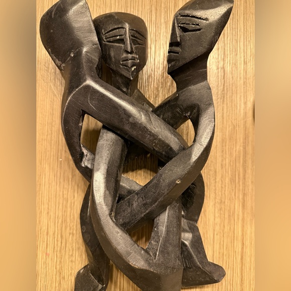 Hand Carved African Unity Sculpture Wooden - Picture 3 of 16